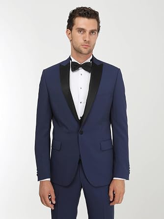 Saks D z Slim Fit Demonte Yaka Dokuma Yelekli Smokin Tak m Elbise