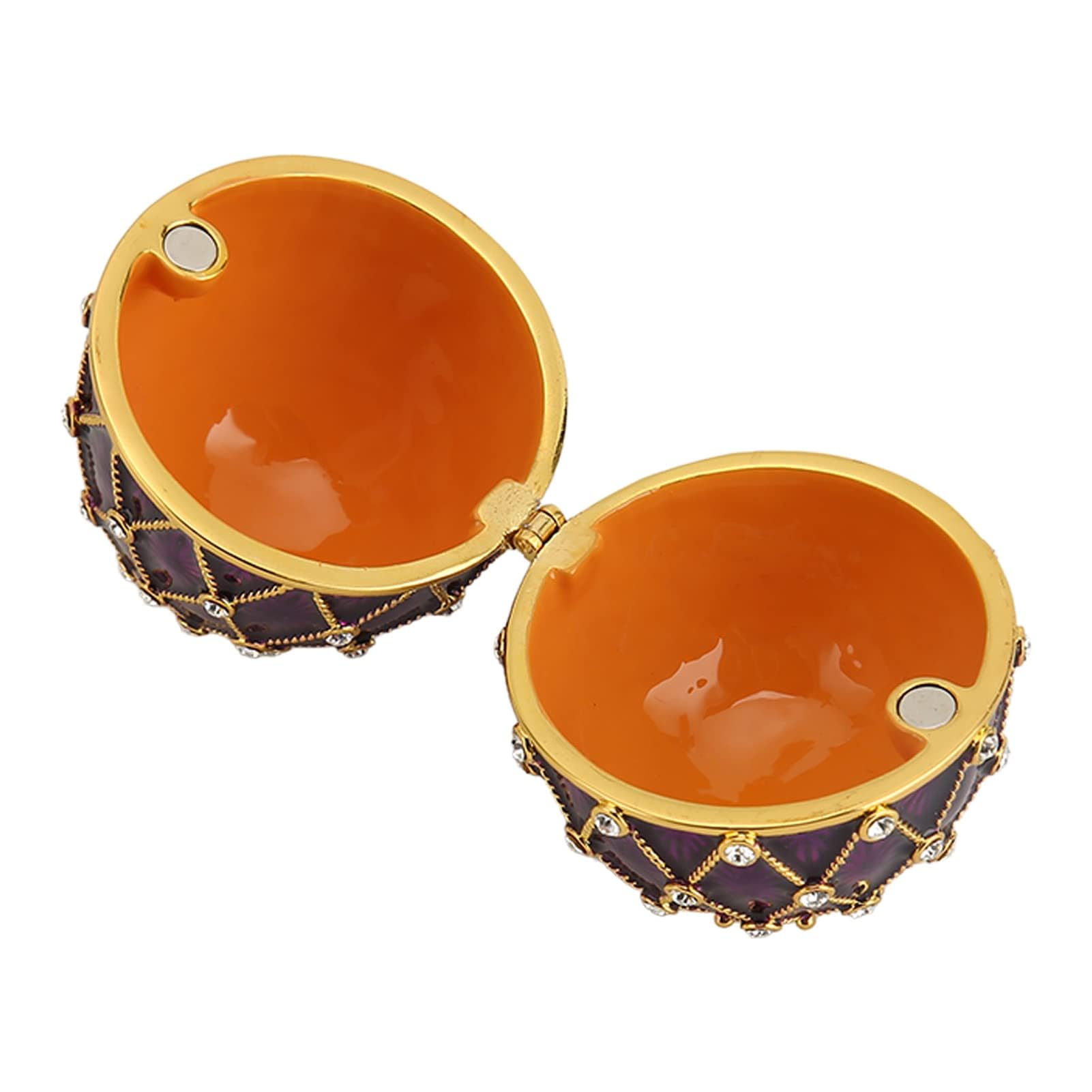 Dpofirs Schmuckschatulle Fabergé-Ei, Emaillierte Schmuckschatulle, Ei-Schmuckkästchen, für Wohnkultur, Klassische Ornamente, Metallhandwerk, für Wohnkultur (Lila)