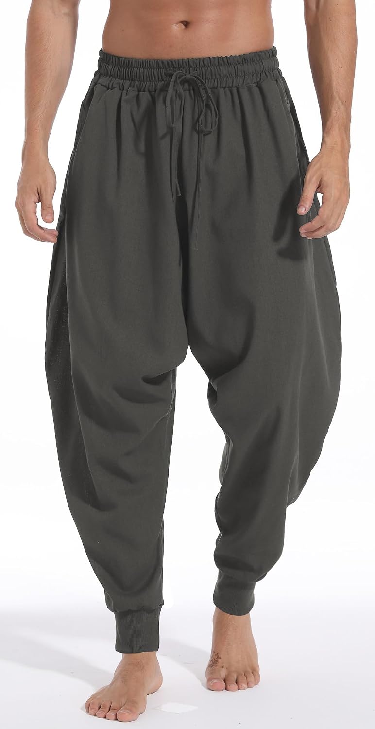 Men's Harem Pants Loose Drop Crotch Aladdin Hippie Pants