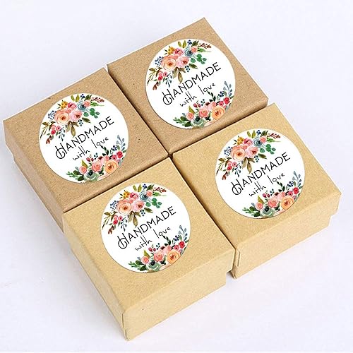 Miniatura 4 de 120pcs Handmade with Love Stickers,1.6inches Handmade Packaging, Homemade with Love Stickers, Baked with Love Stickers,Floral Handmade Stickers