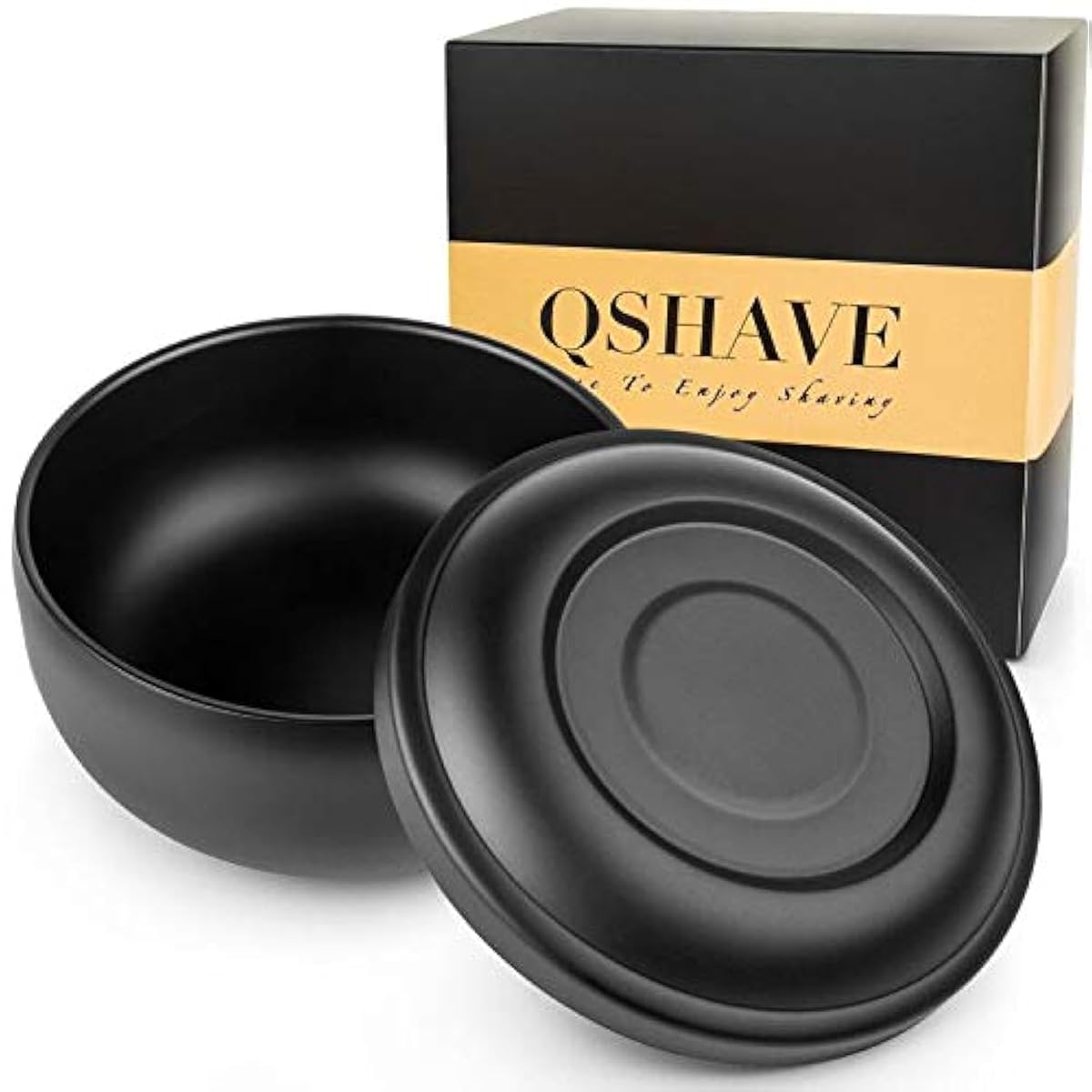 QSHAVE Stainless Steel Shaving Bowl with Lid 4 Inch Diameter Large Deep Size