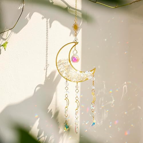 Miniatura 5 de Artilady Atrapasoles de cristal  Atrapasueños para ventana de interior, con cristales de campanillas de viento, arco iris, boho, hogar, jardín,