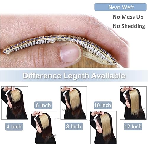 Miniatura 7 de Hairro Mini extensiones de cabello humano con clip para hombres y mujeres, 10 pulgadas, #6, color marrón claro, corto, lacio, con clip, peluca de
