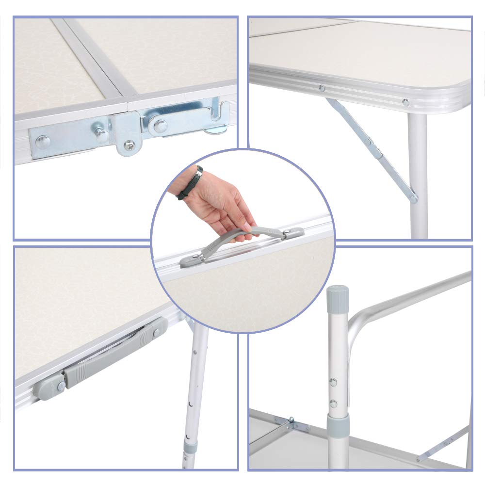 Alightup Table Camping Pliante Aluminium Table D'appoint pour Caravane Jardin BBQ Barbecue en Portable Exterieure 120 x 60 x 70 CM