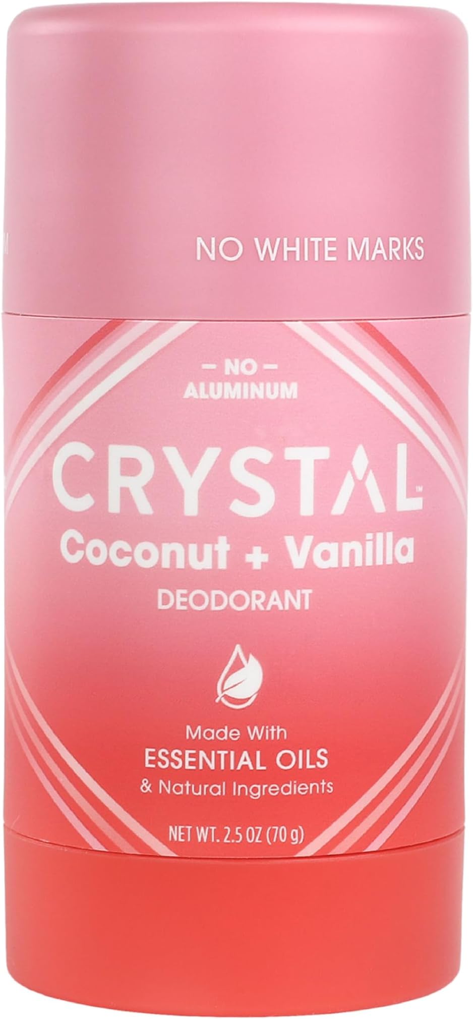 Crystal Magnesium Solid Stick Natural Deodorant, Non-Irritating Aluminum Free Deodorant for Men or Women, Safely and Effectively Fights Odor, Baking Soda Free, Coconut + Vanilla, 2.5 oz