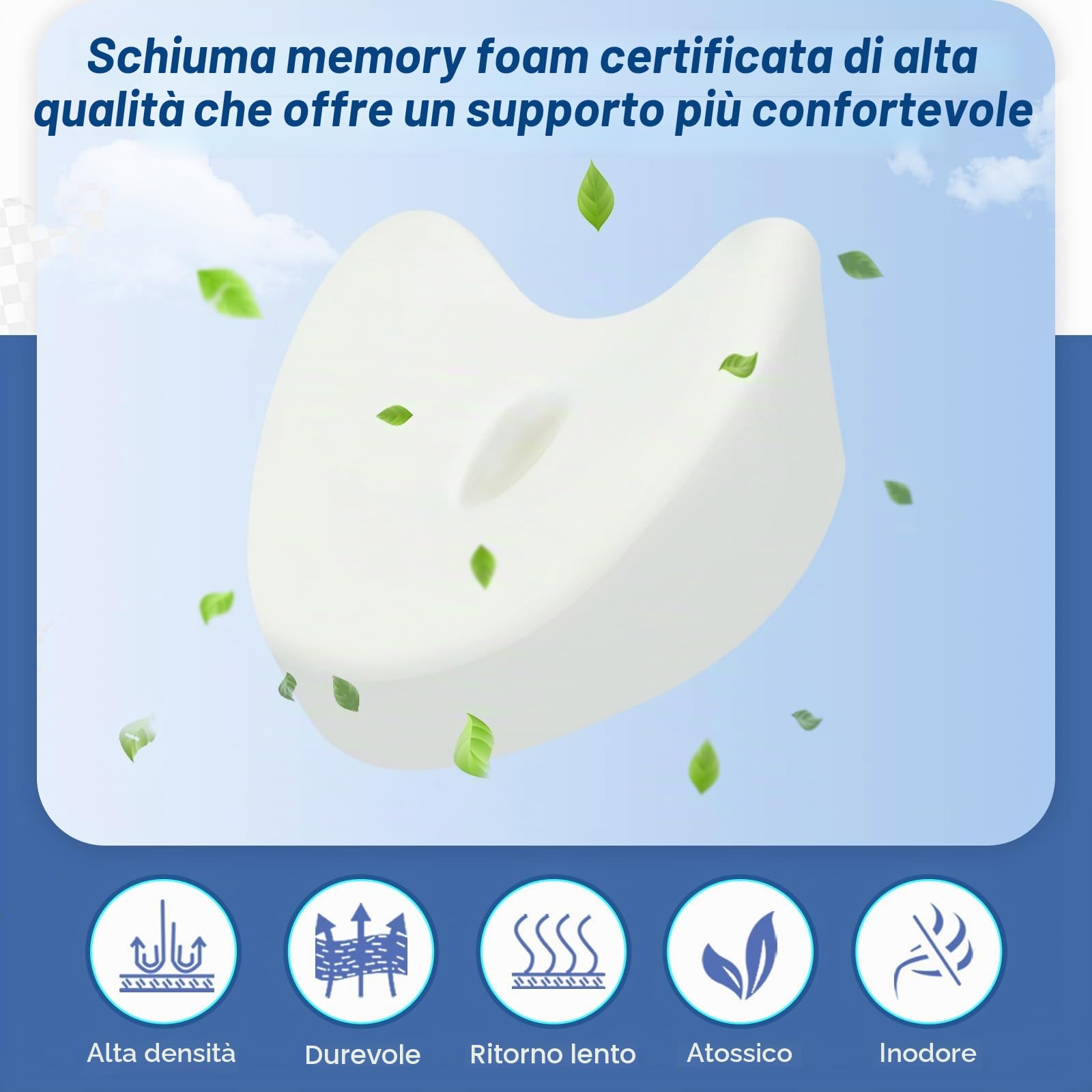Cuscino Rinfrescante per Gambe e Ginocchia per Dormire sul Fianco, Cuscino Gambe Ergonomic in Memory Foam con Cinghia Elastica Federa Lavabile, Grigio