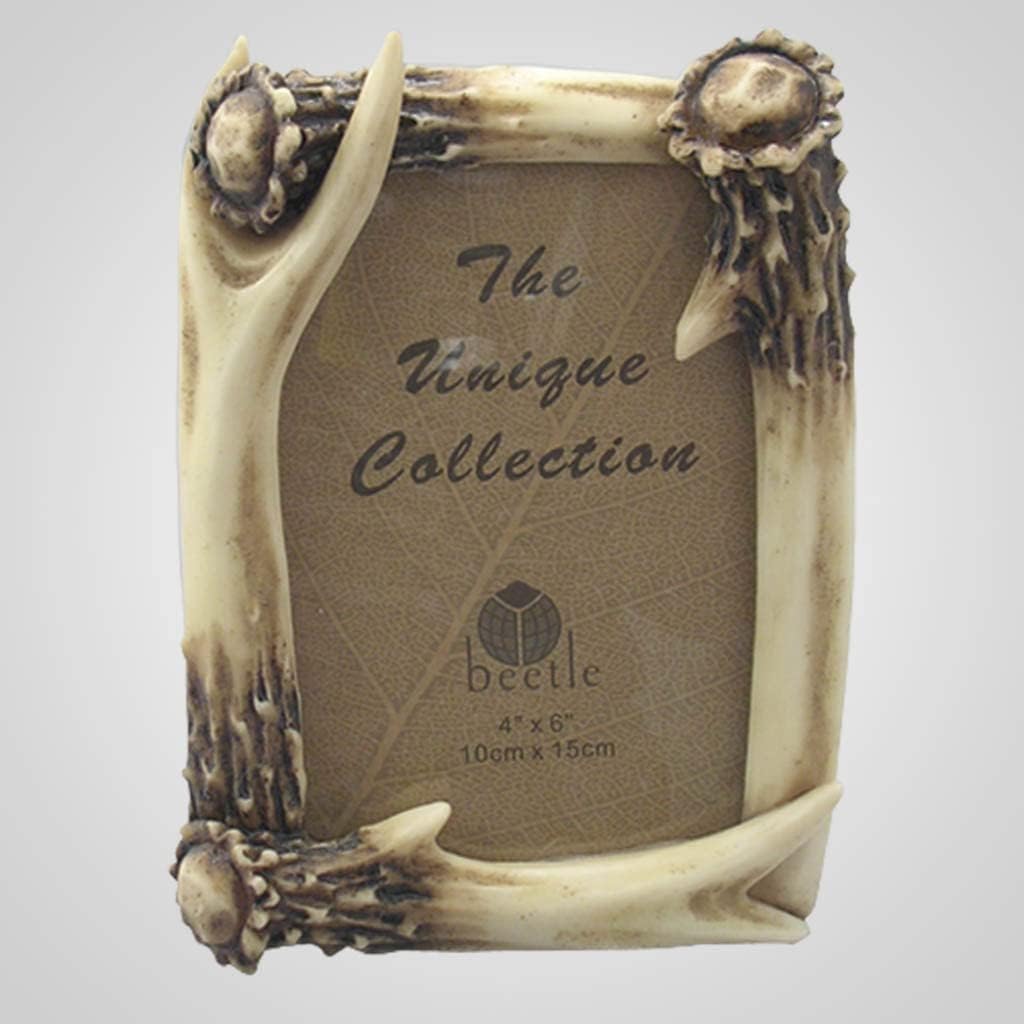 Poly Resin Antler Photo Frame, 7-inch Height, Wall and Tabletop Decoration
