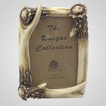 Poly Resin Antler Photo Frame, 7-inch Height, Wall and Tabletop Decoration