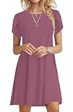 MOLERANI Summer Dresses for Women 2025 Casual T Shirt Crewneck Petal Sleeve Swing Vacation Dress with Pockets