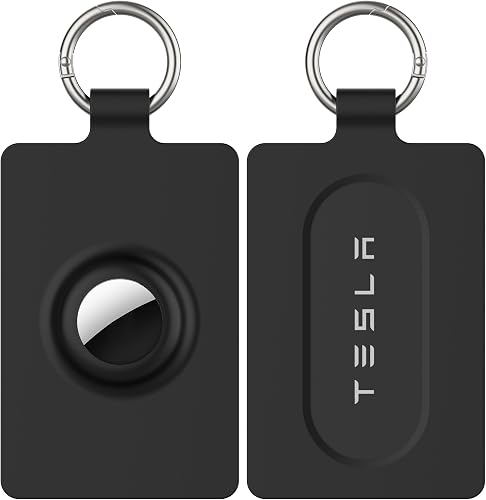 Card Holder for Tesla Keycard with AirTag, Soft Silicone Key Card Protective Case Cover for Tesla Model 3 Y S X, Key Holder with Keychain Key Rings - 1 Pack