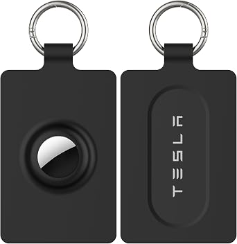 Card Holder for Tesla Keycard with AirTag Slot, Soft Silicone Key Card Protective Case Cover for Tesla Model 3 Y S X Cybertruck, Key Holder with Keychain Key Rings - 1 Pack