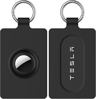 Card Holder for Tesla Keycard with AirTag Slot, Soft Silicone Key Card Protective Case Cover for Tesla Model 3 Y S X Cybertruck, Key Holder with Keychain Key Rings - 1 Pack