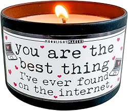 Moonlight Makers You are The Best Thing I've Ever Found On The Internet Pine Scented Candle - Handmade Natural Soy Candle Wax, 25 Hour Burn Time, Funny Birthday Gifts for Her, Room Decor - 8oz Tin