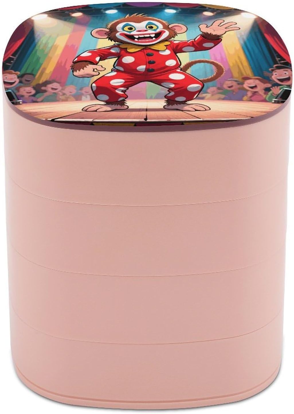 Funny Monkeys Jewelry Box with Mirror 4-Layer Rotating Jewelry Tray Case Portable Jewelry Case Trinket Boxes Trinket Cases Travel Jewelry Organizer Earrings Storage Box