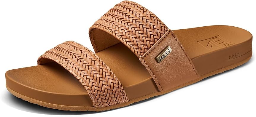 REEF Vista Braid II Women's Fashion Slide Sandal, Vegan Leather Strap, Ultra Soft Cushion Footbed