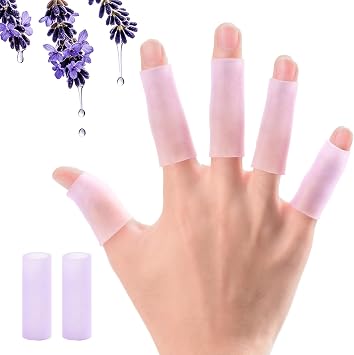 20 PCS Gel Finger Sleeve Protectors - Silicone Finger Sleeves with Lavender Extract - Finger Cots Bandages Provide Relief for Finger Cracking, Corns, Blisters and Calluses Protect Purple