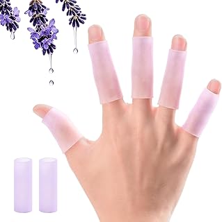 20 PCS Gel Finger Sleeve Protectors - Silicone Finger Sleeves with Lavender Extract - Finger Cots Bandages Provide Relief for Finger Cracking, Corns, Blisters and Calluses Protect (Purple)