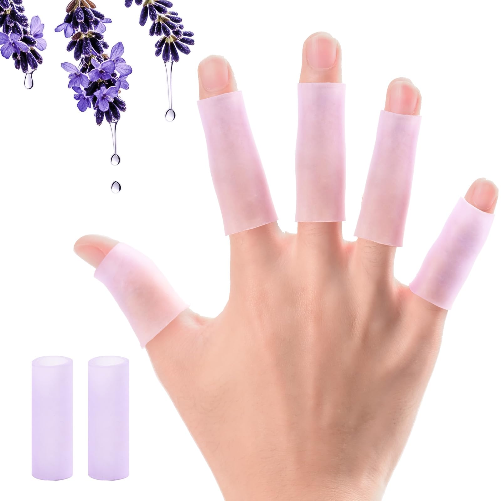 Kimihome 10 PCS Gel Finger Sleeve Protectors - Silicone Finger Sleeves with Lavender Extract - Finger Cots Bandages Provide Relief for Finger Cracking, Corns, Blisters and Calluses Protect (Purple)