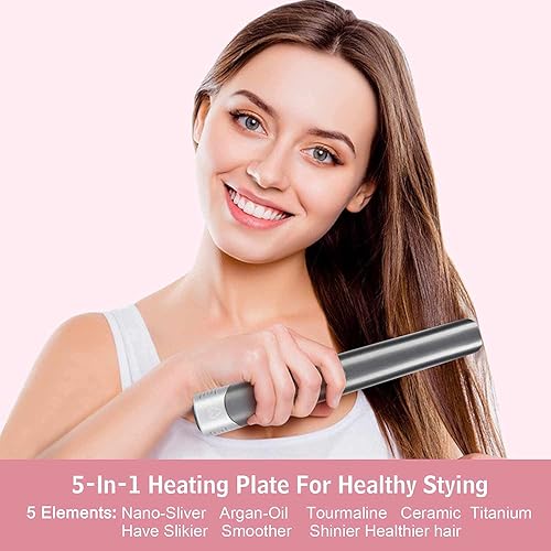 Miniatura 4 de Plancha y rizador de pelo inalámbrico de viaje 2 en 1, alisador de pelo recargable a batería de 4800 mAh, tamaño mini fácil de llevar, plancha de