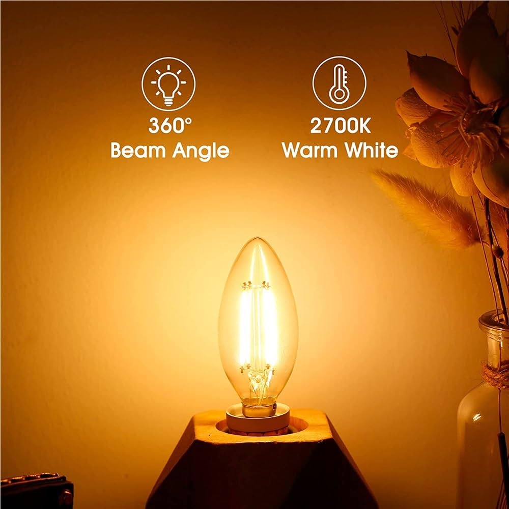 HHF Iluminación del hogar, Paquete de 10/25/50, Bombilla de Vela de filamento Led AC220V C35 E14 6W Bombilla de luz Regulable lámpara de candelabro Retro Edison(50PCS Warm White)