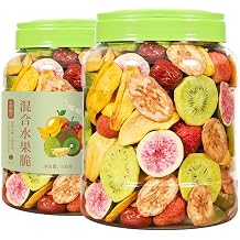 Freeze Dried Fruit Crisps,Mixed Variety of Dried Fruit Chips,250g/Can,dehydration Strawberry Fruit Jackfruit Figs Yellow Peaches Bananas Kiwifruit, Healthy Leisure Snacks, Leisure Food, Vegan 4 can