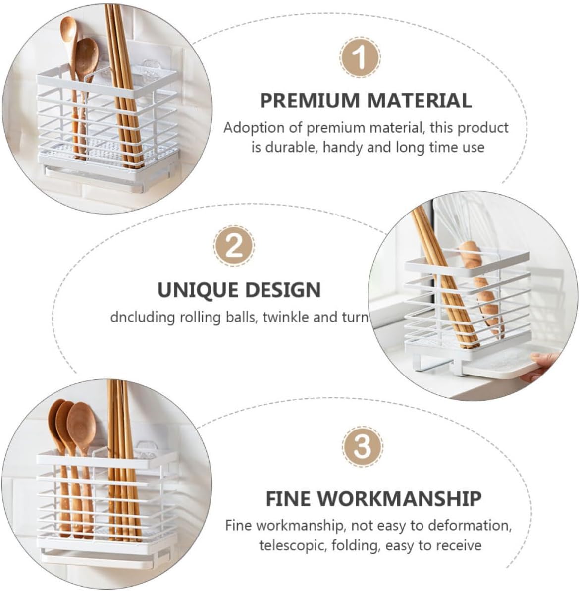 Chopsticks Holder Kitchen Rack Telescopic Wall Mounted Folding Iron image 3