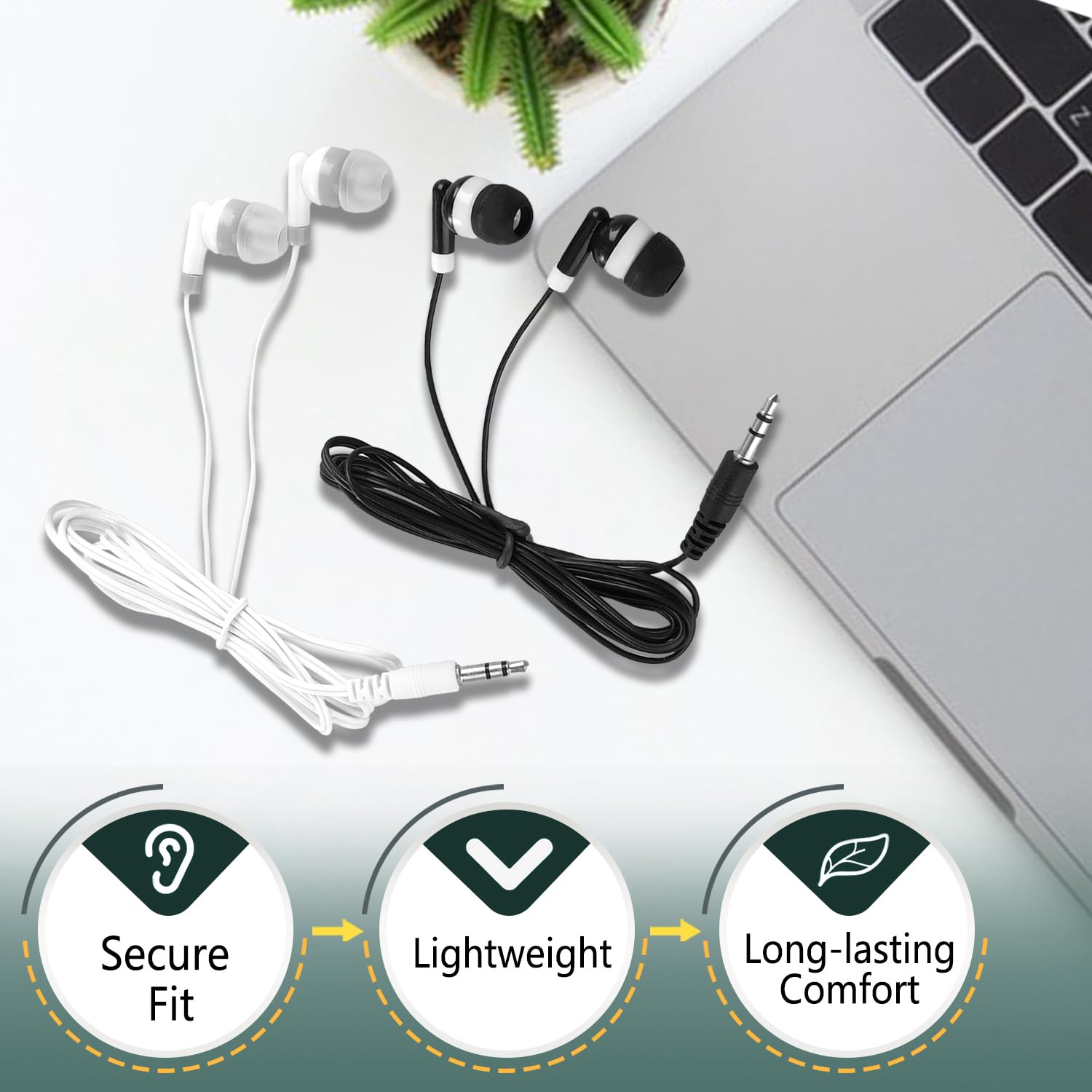 Confezione da 200 auricolari usa e getta per scuola, bambini, set di cuffie per studenti all'ingrosso (XPG101, 200 bianco)