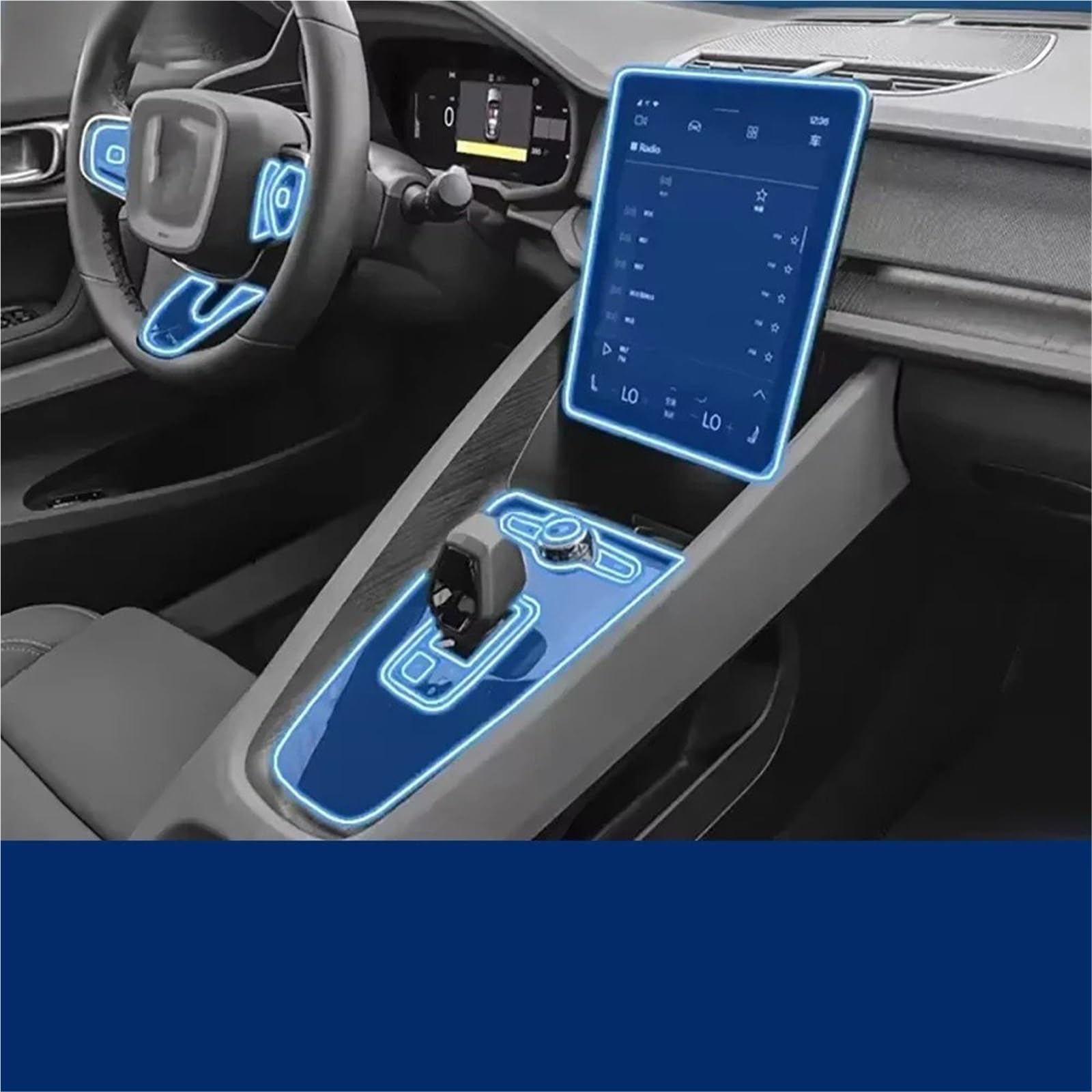 Navigation Schutzfolie Für Polestar 2 2020-2022 Auto Interior Center Konsole Media Dashboard TPU Anti-scratch-Schutz Film Zubehör(Full Set)