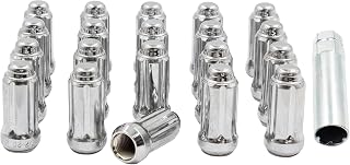 Wheel Accessories Parts 20 Pcs 1/2" Thread XL Car 1.75" Long Lug Nut Chrome 6 Spline Fits 1984-14 Ford Mustang Shelby GT350 GT500