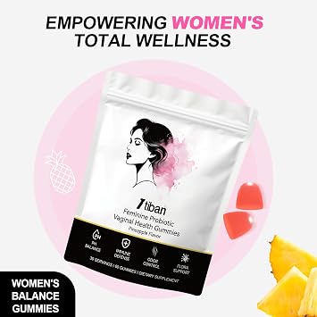 Feminine pH Balance Gummies, Vaginal Probiotics, Pineapple Gummy for Women, Healthy Odor, Flora and Immune Support, Vegan Hawaiian Pineapple, 60 Count