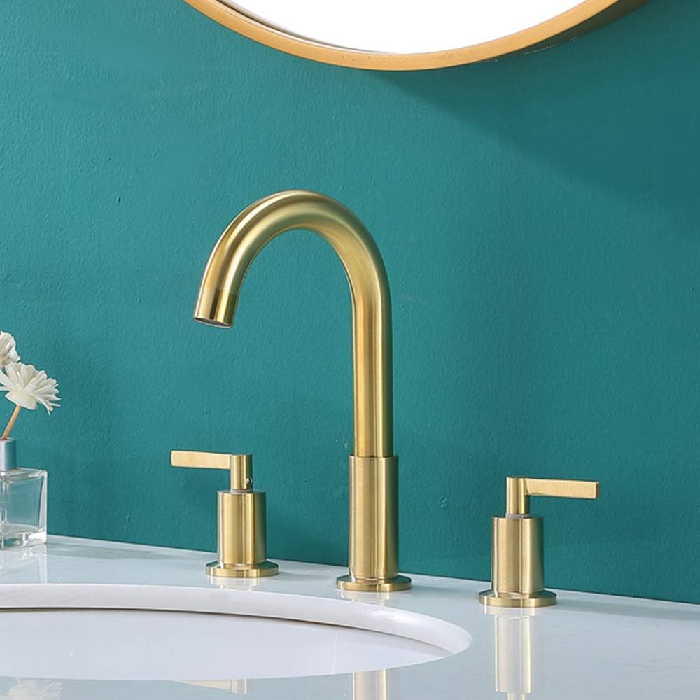 KINGO HOME Widespread Bathroom Sink Faucet 2 Handles 3 Holes Durable