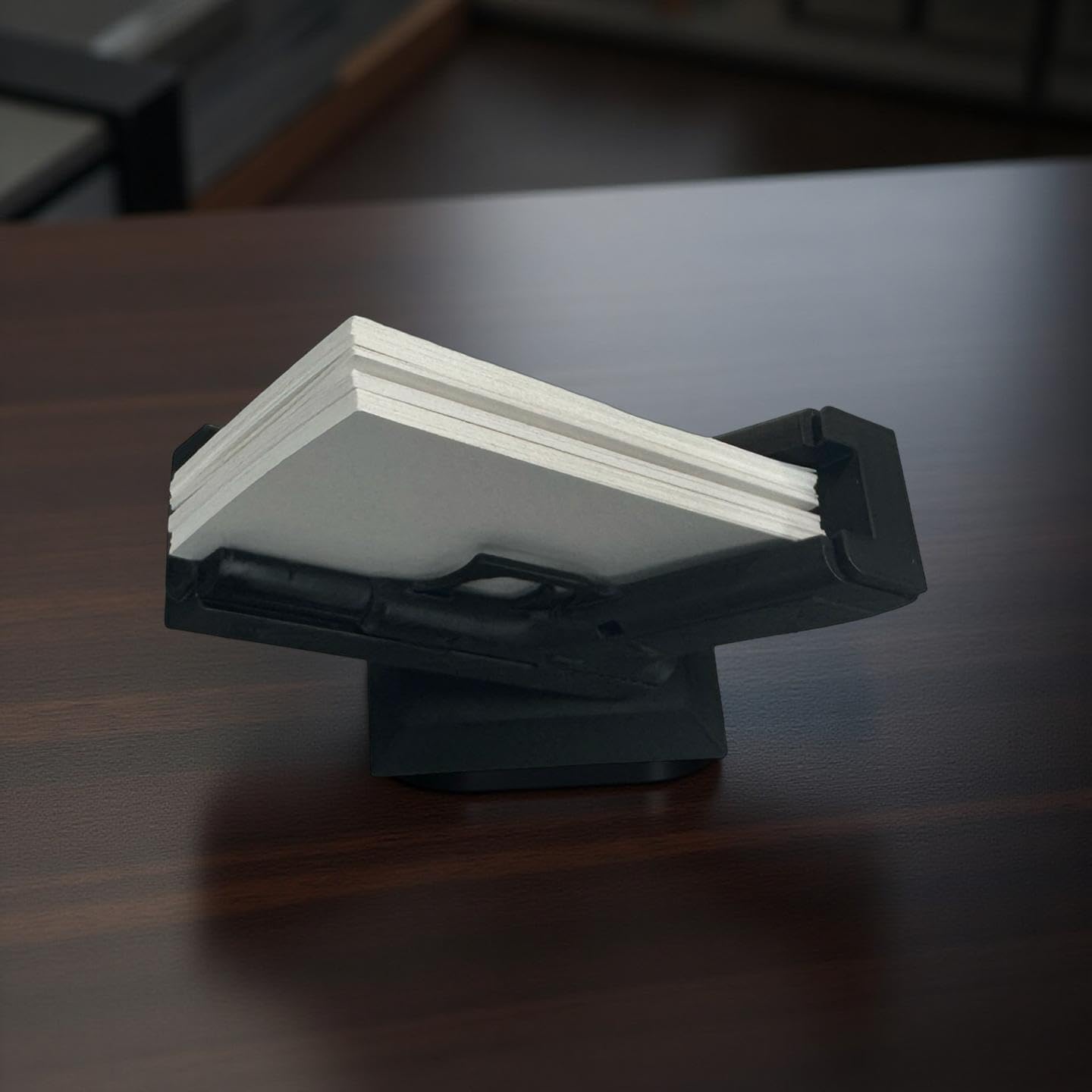 Pistol Business Card Holder – Desk Organizer Display Stand, Unique Office Decor Gift, Made in USA, Black image 5