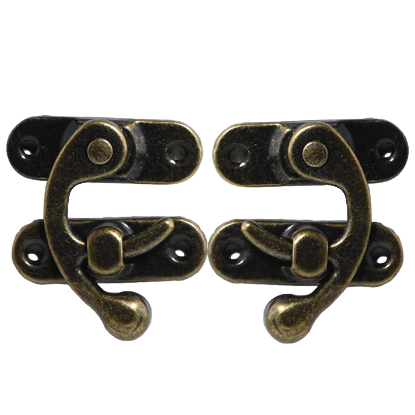 Retro Hook Hasp, 2 Versatile Antique Buckle Hook, Jewelry Box Hook Clasp, Retro Style Hasp Hook, Vintage Style Left and Right Hook Latch for Jewelry Box, Toolbox, Antique Box and Suitcase