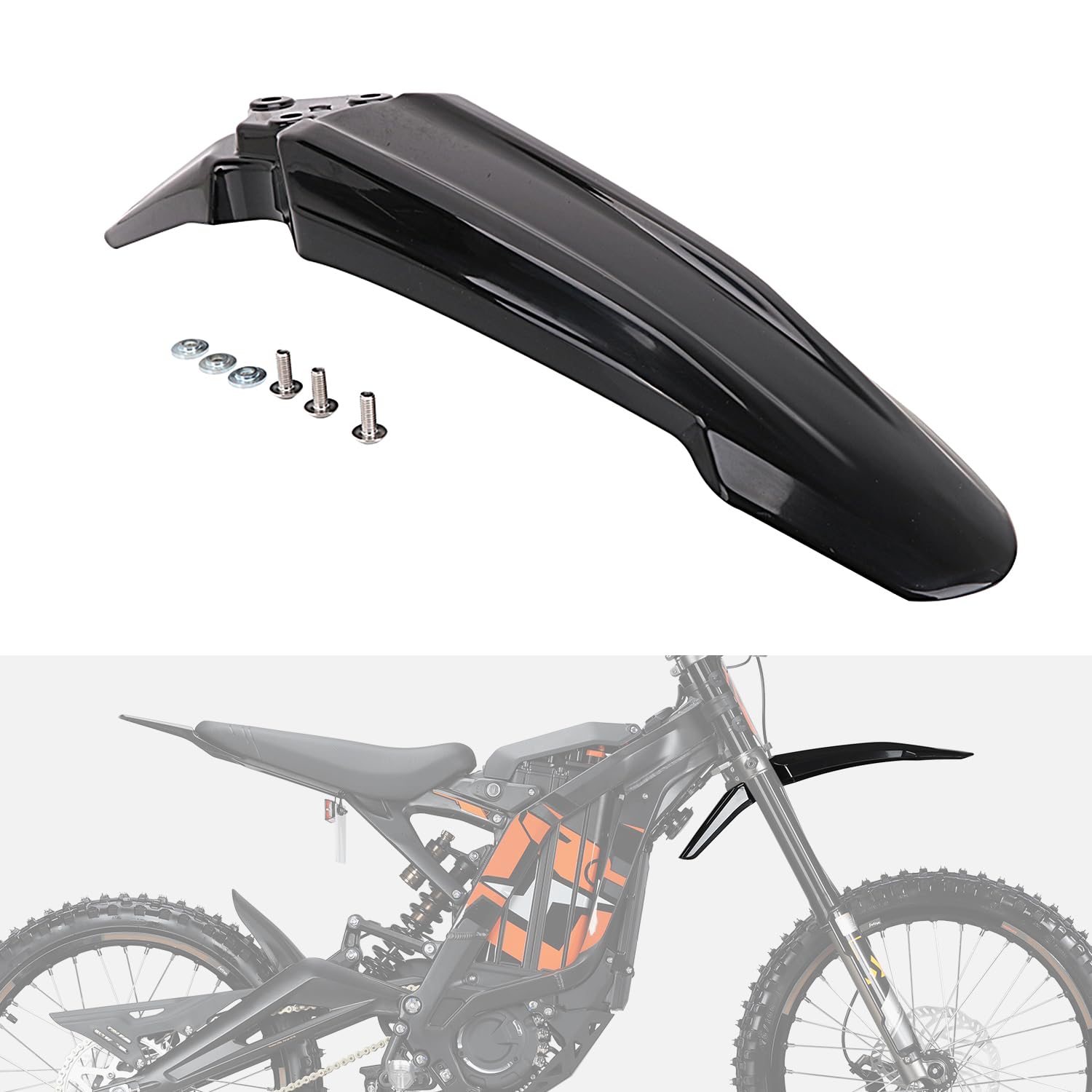 Front Fender for Surron Sur Ron LBX, Electric Dirt Bike Mudguard Compatible Fit for EKX X21 X20 Segway X260 X160 PP Material Not Fits RST Fork Black