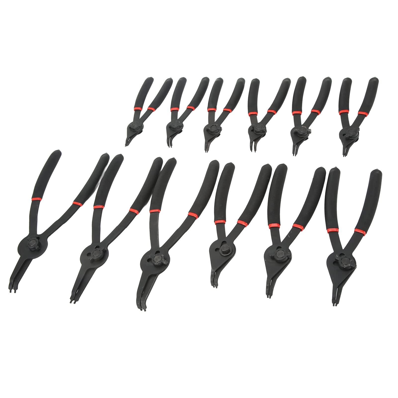 Conjunto de alicates de anillo de ajuste, alicates de circlip, alicates de anillo de ondas externas de 12 piezas: mango cómodo de acceso profundo universal para eliminar e instalar