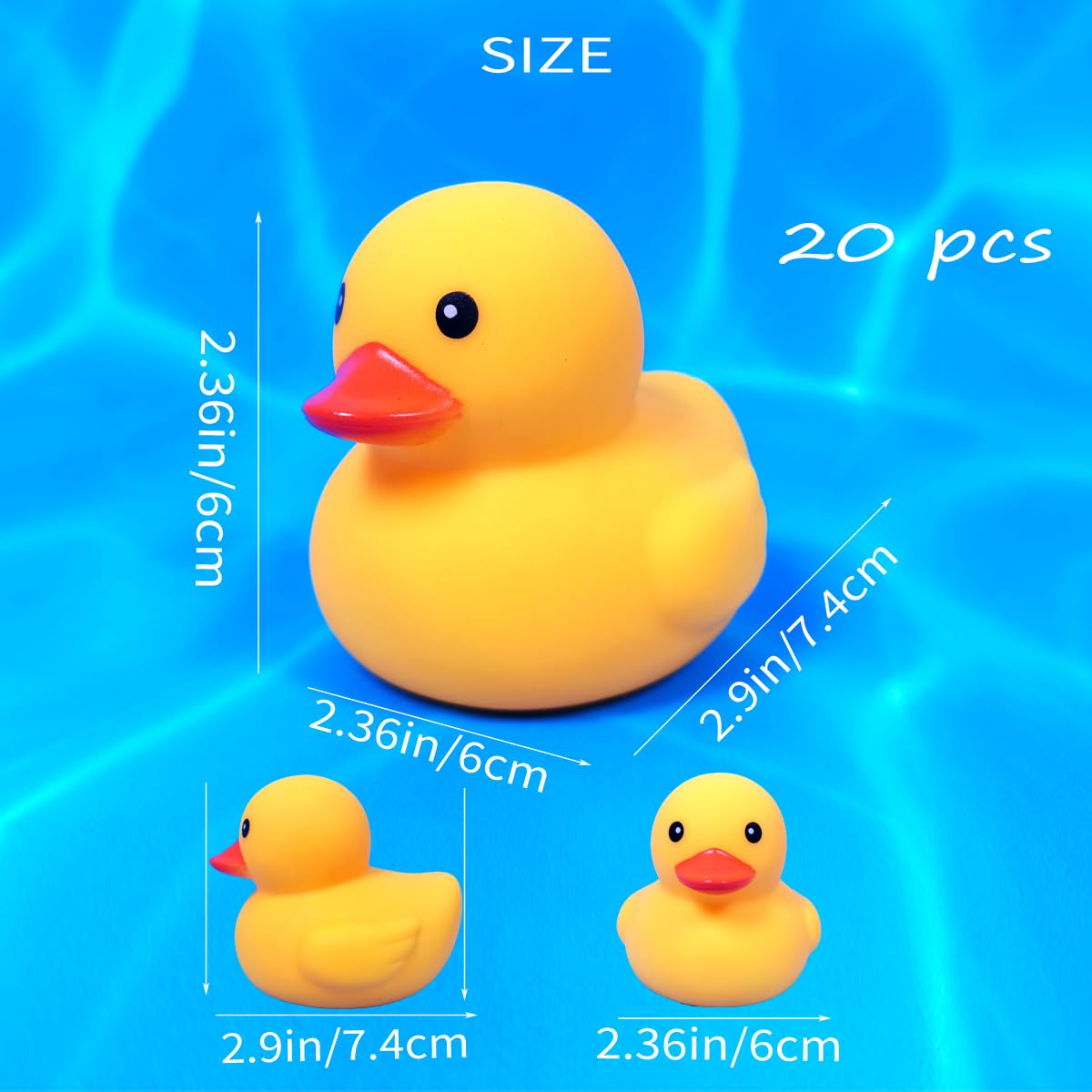 Impermeabile No Squeak No Hole No Bebe Noise 20 pezzi 7,6 cm gomma divertente giallo anatra bagno piscina giocattolo senza foro per doccia bambino vasca da bagno giocattolo festa di
