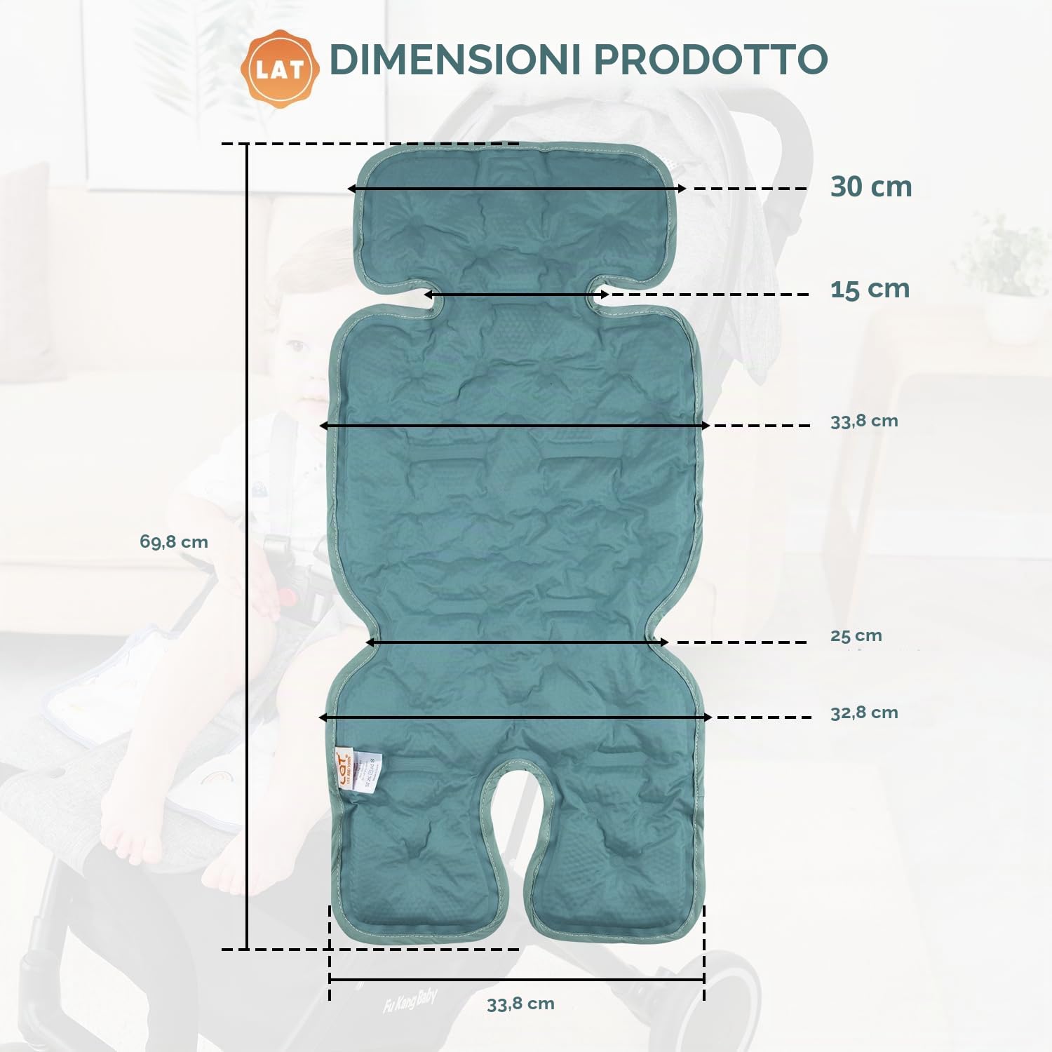 LAT Materassino Passeggino Estivo, Copripasseggino Estivo, Cuscino Refrigerante per Passeggino, Cuscino Passeggino Universale 70x34cm (B)