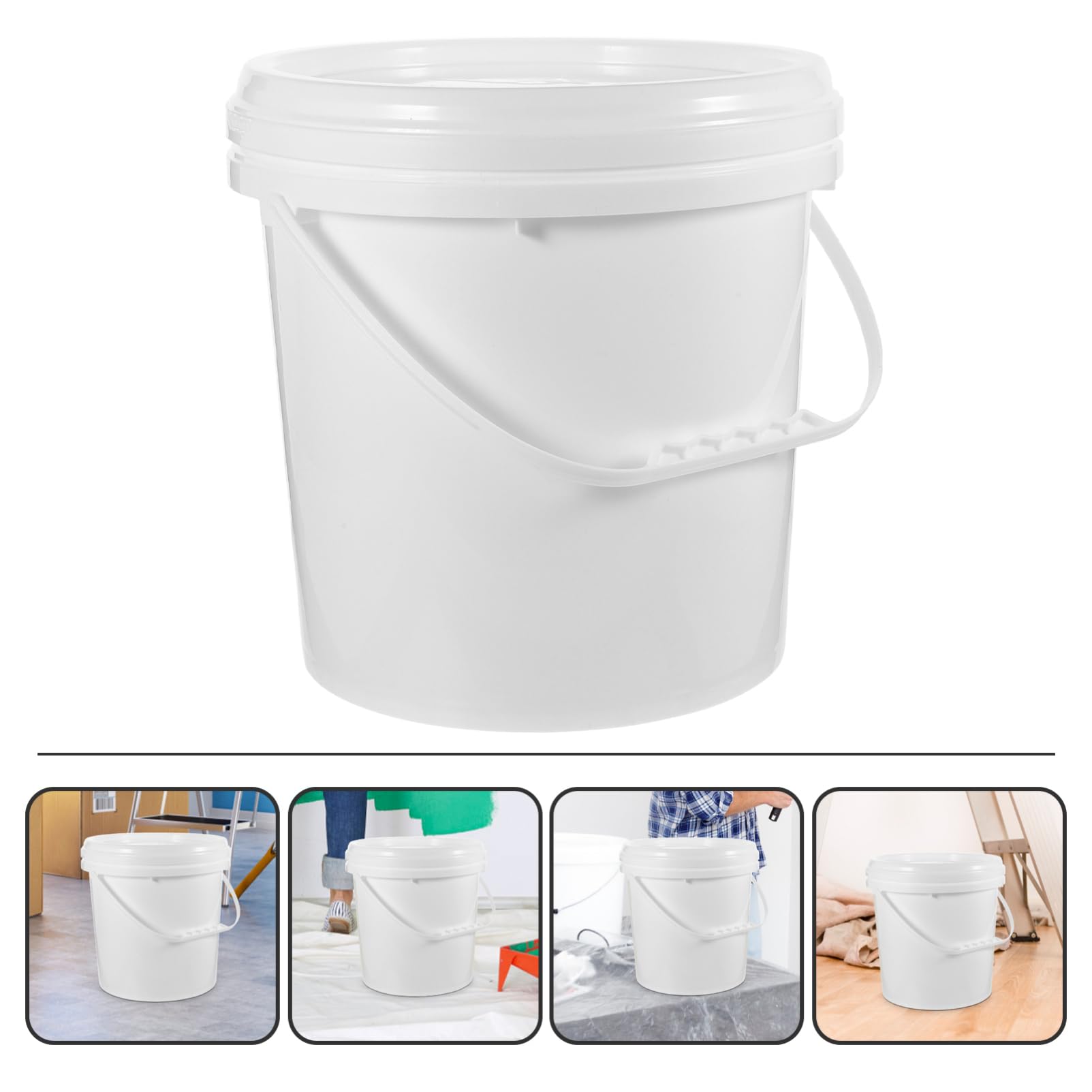 jojofuny Secchio per Pittura Bianco da 10l in Hdpe Ermetico e Resistente Agli Urti con Coperchio, per Imballaggio Vernici e Conservazione Quotidiana