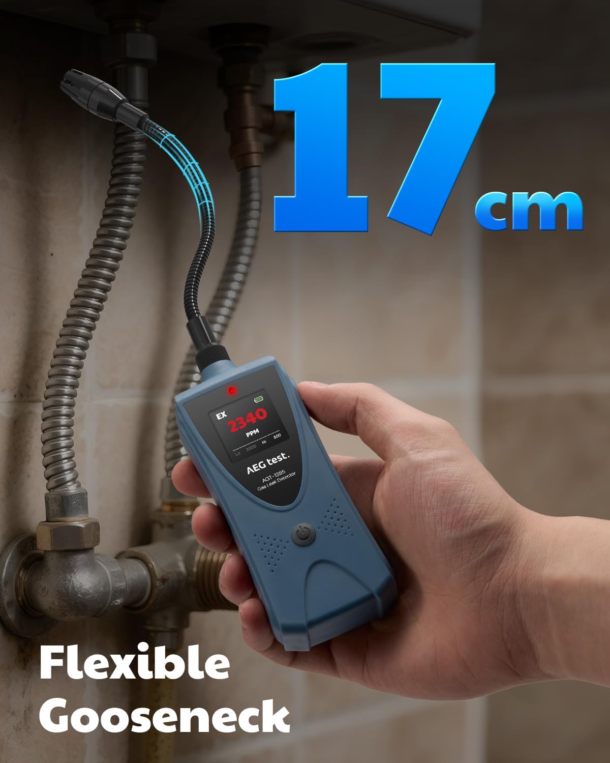 AEGTEST AGT-1385 Gas Leak Detector with flexible gooseneck