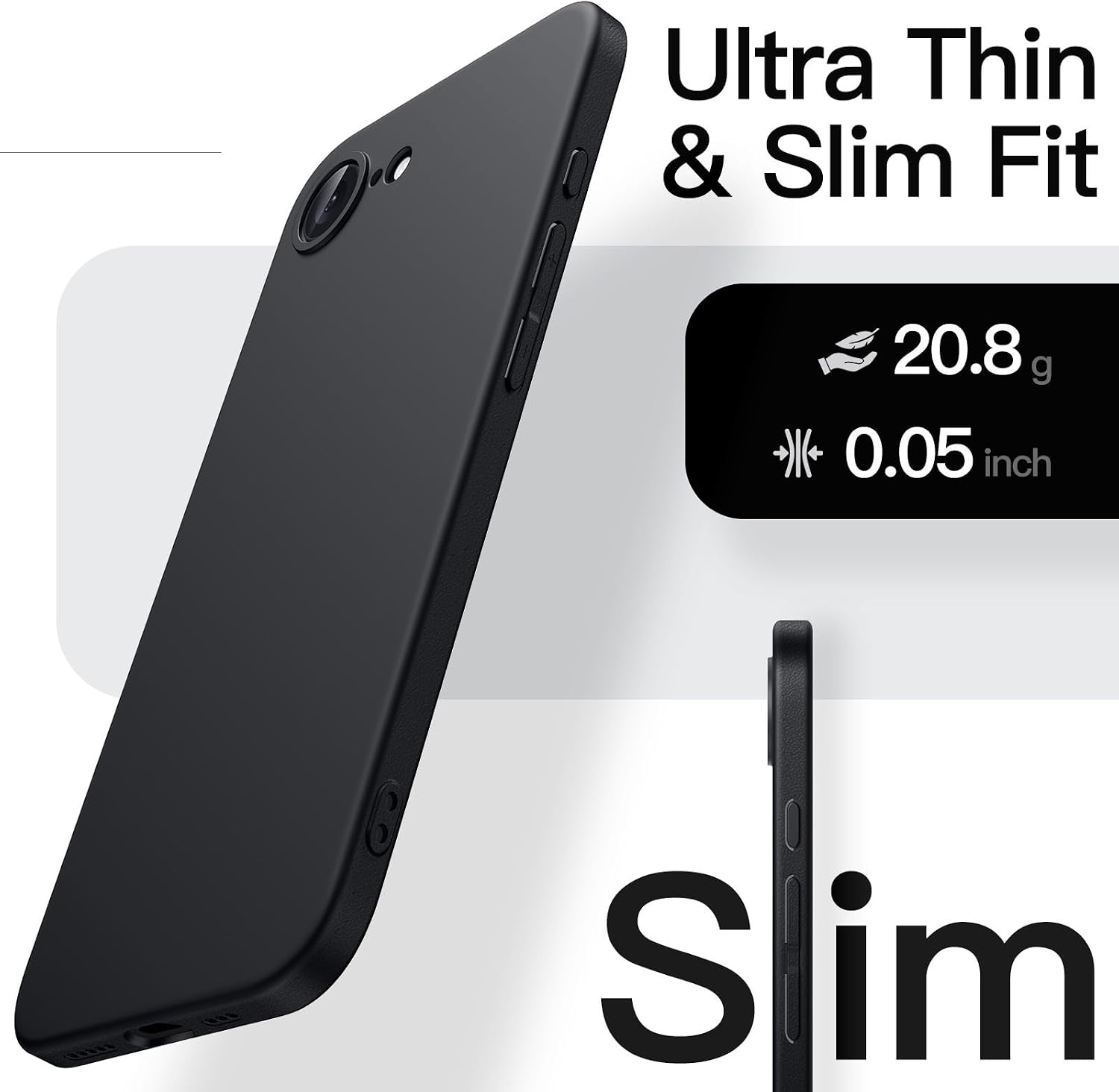 JETech Slim Case for iPhone 17e/16e, Black image 3