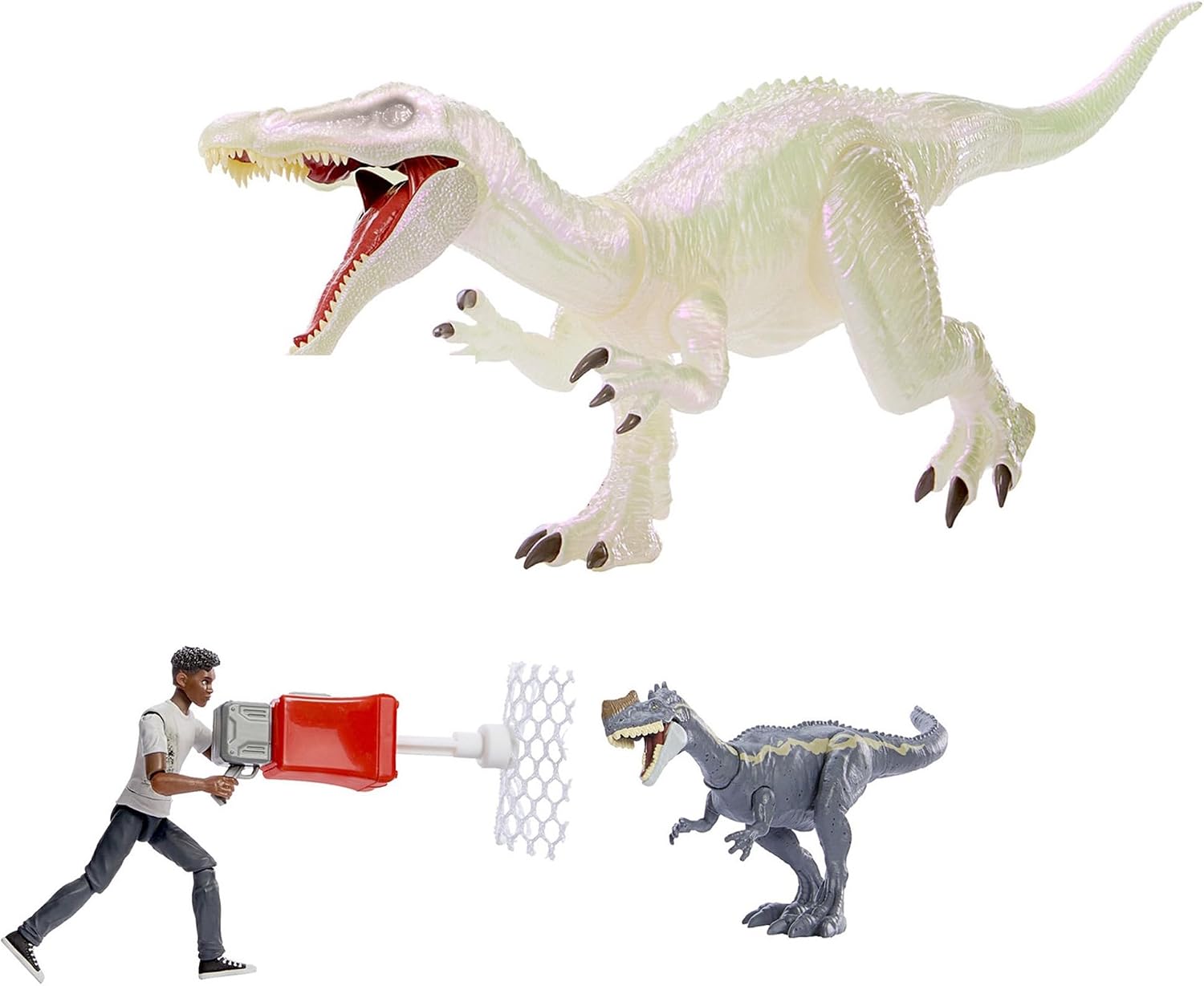 Mattel Jurassic World Jurassic World Darius in Big Trouble! Baryonyx Battle Set Childrens Figure Dinosaur Toy Moveable Large Figure Set of 3 4 Years and Up Multi JCG22