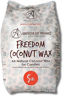 American Soy Organics Freedom Coconut Soy Wax Beads for Candle Making - Natural Candle Making Supplies - Paraffin-Free,Beeswax-Free Coconut Candle Wax for Container Candles,Tealights, Wax Melts 5 lbs