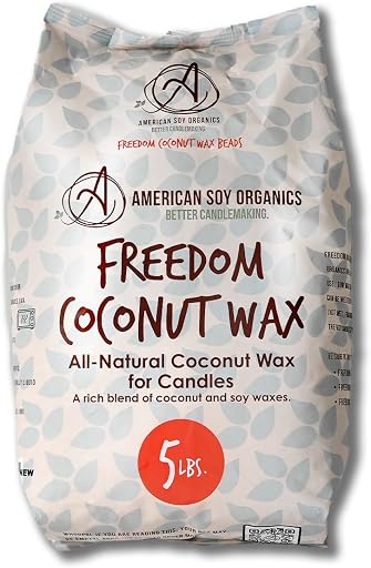 American Soy Organics Freedom Coconut Soy Wax Beads, Candle Wax, 5 lbs | DIY Candle Making Supplies Ideal for Container Candles, Tealights & Wax Melts, Paraffin-Free, Beeswax-Free, Microwavable
