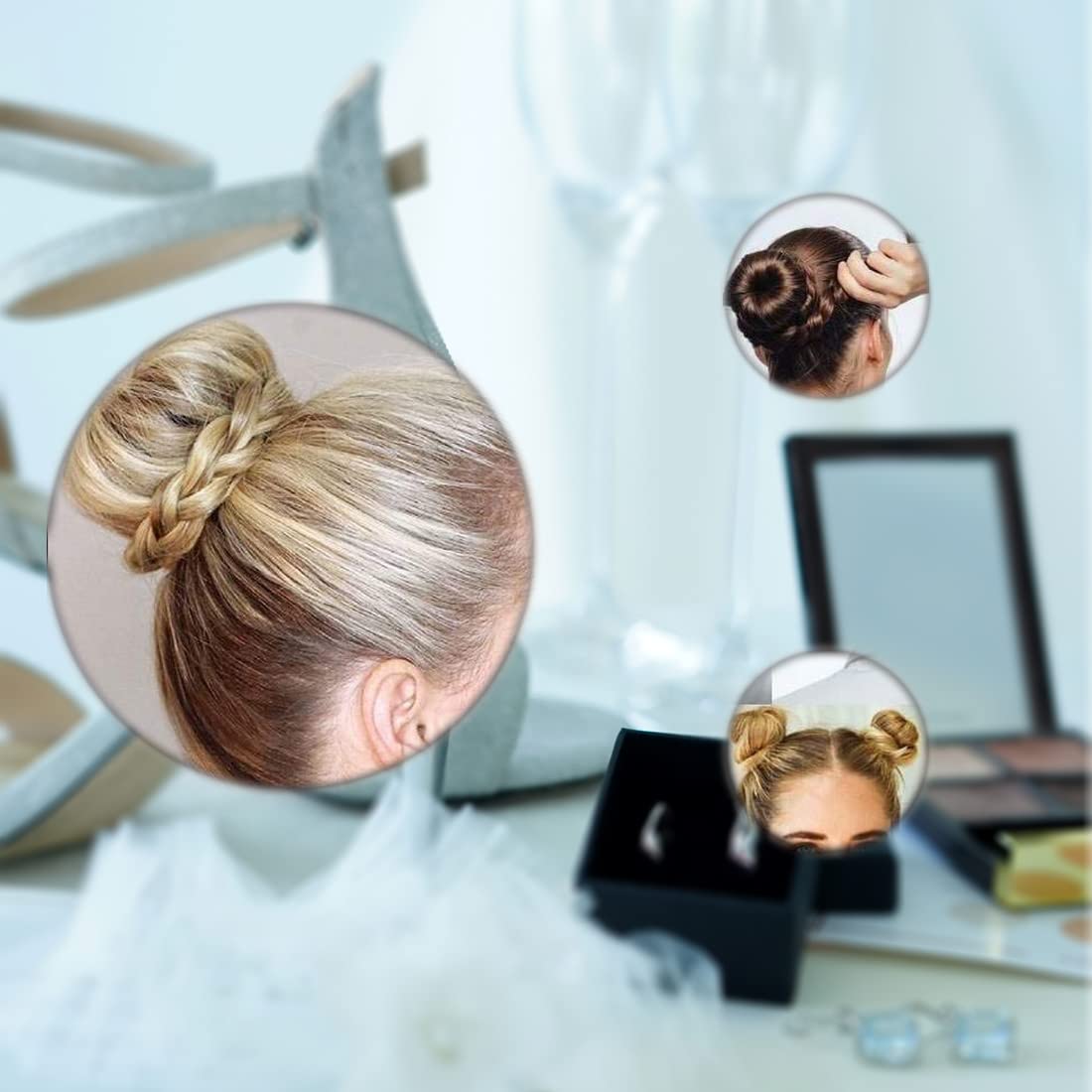 Sunnysam Creatore di chignon extra piccolo per bambini, 6 pezzi, forma a ciambella per capelli, per ragazze, mini ciambella per capelli corti e sottili (misura piccola 6,1 cm, marrone scuro)