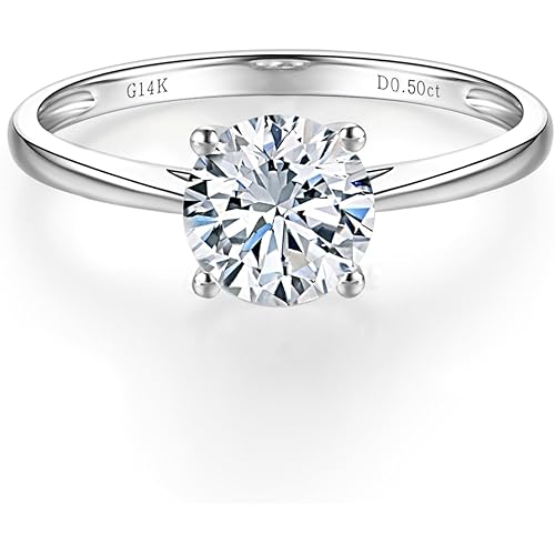 1 to 2 Carat IGI Certified LAB Grown Diamond Engagement Rings for Women, Round Cut Solitaire Anniversary Wedding Promise Bridal Rings Jewelry Gift for Her, D-F Color, VVS1-VS1 Clarity