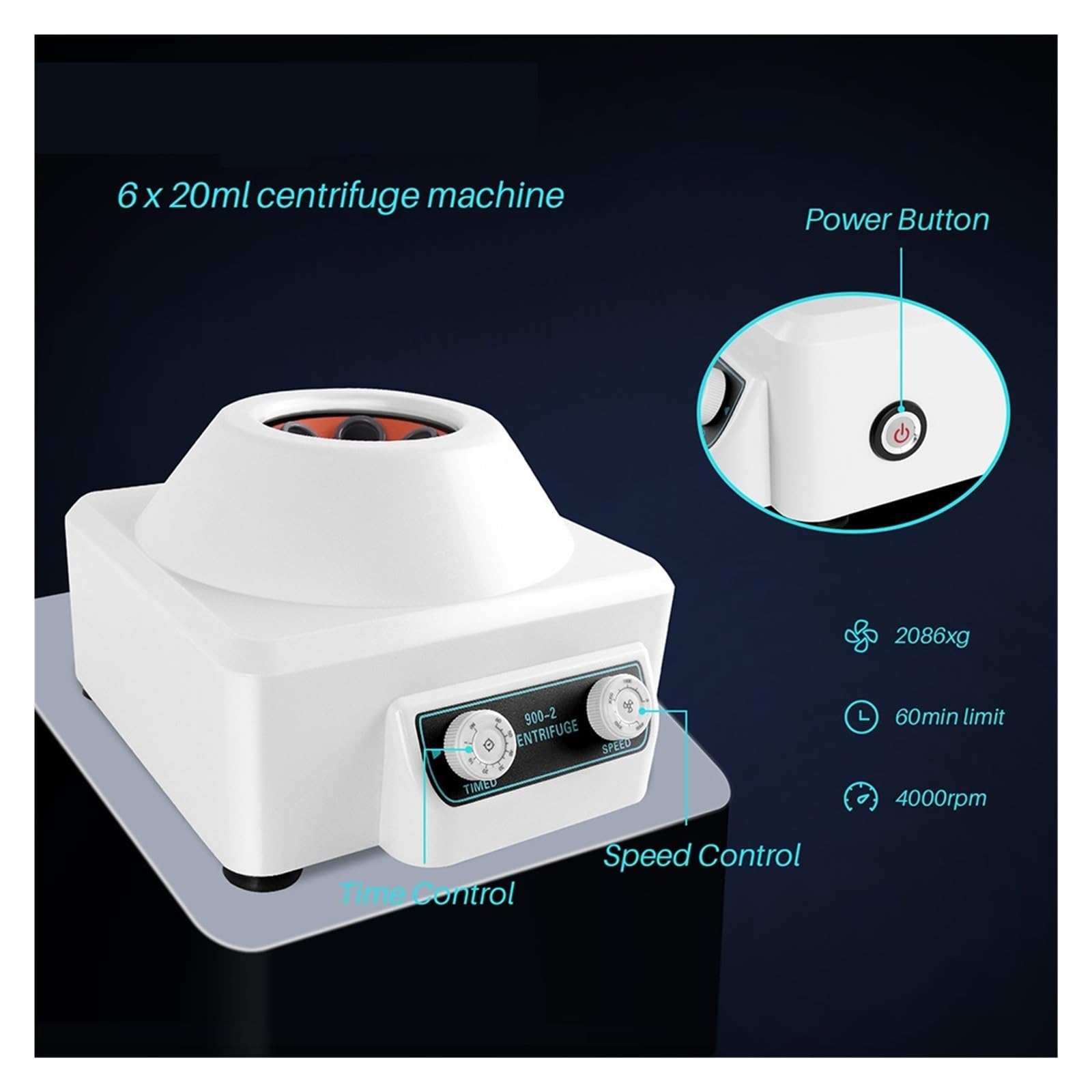 centrífuga de laboratorio, Centrifugadora Eléctrica De 4000rpm, Separación Médica Centrífuga Laboratorio Plasma, Suero Aislado Prp Con 6 Uds. Tubo Centrífugo 15ml
