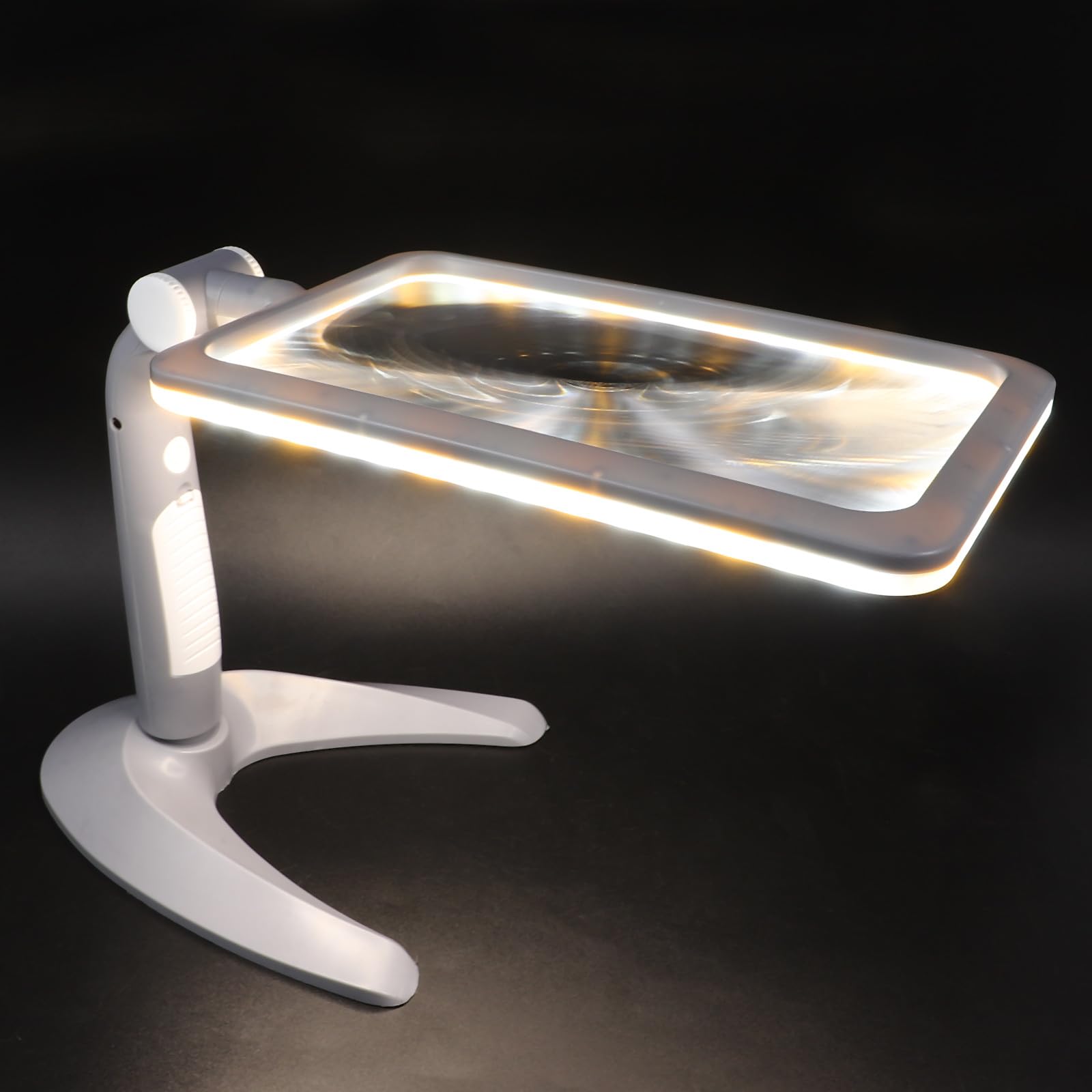 ABOOFAN Leselupe mit Beleuchtung 48 LED Handlupe zum Lesen mit 2,5 facher Vergrößerung Leicht und Tragbar aus Abs und Acryl Inklusive Ständer für Senioren und Zeichnen