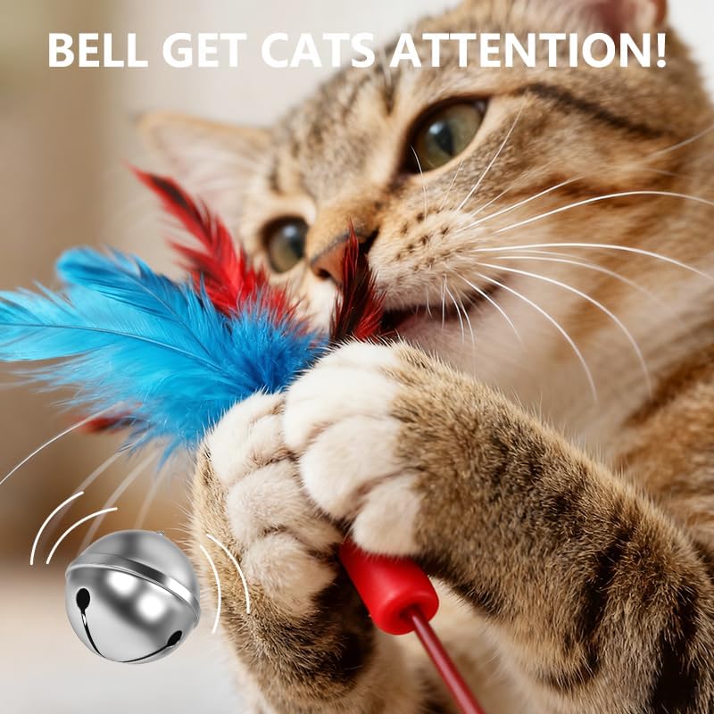 Miniatura 4 de Vamelia Juguetes interactivos para gatos, juguetes de plumas retráctiles, repuestos interactivos para gatos de interior para perseguir y hacer