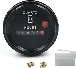 HiSport Hour Meter 12-36V DC AC Boat Marine Quartz Round Waterproof Hour Gauge for Boat Auto ATV UTV Snowmobile Lawn Tractors Generators Automotive Replacement Hour Meter Gauges