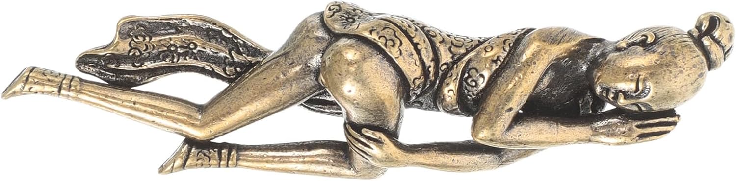 Toyvian Retro Brass Sleeping Woman Figurine Desk Sculpture Compact Handmade Decorative Ornament for Home Office Art Lovers Desktop and Shelf Decor